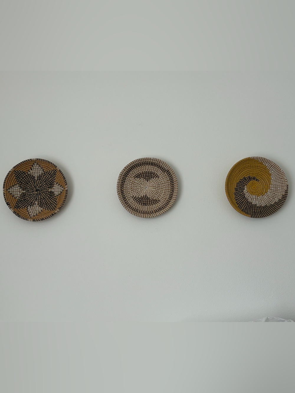 Wall Basket Trio - Neutral Brown & Mustard Accents
